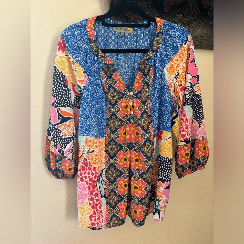 Figueroa large multi pattern multi color blouse